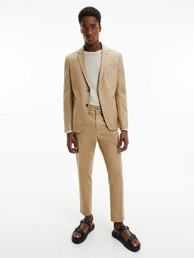 Calvin Klein Ruhák HU980893 | Calvin Klein Cotton Linen Férfi Blézer Khaki